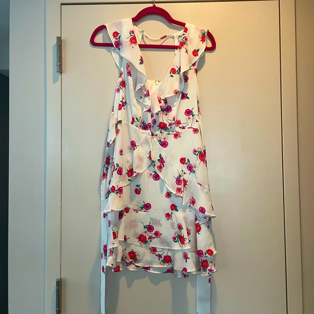 Pink and white flowered dress